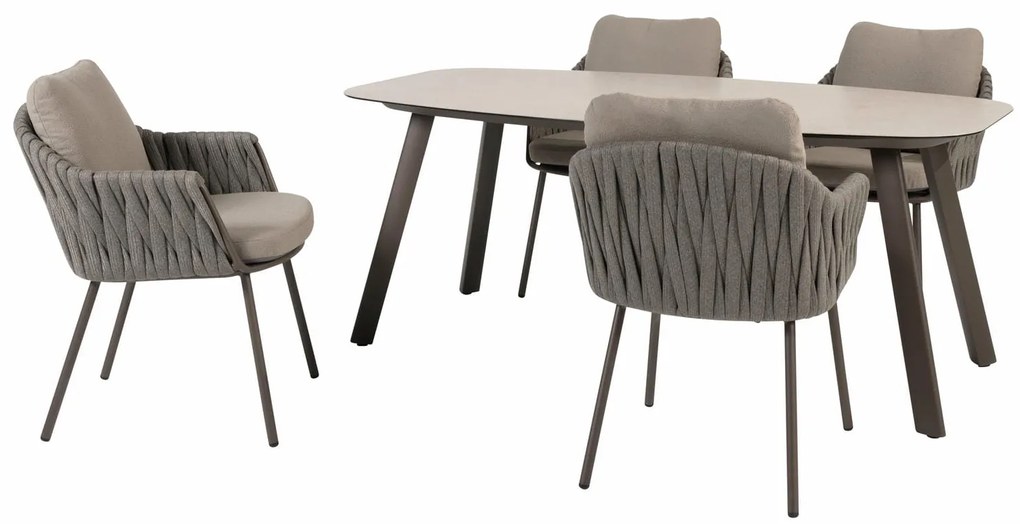 Taste by 4 Seasons Cannes tuinset terre met Manolo tafel 180 cm Tuinstoel   bruin weerbestendig