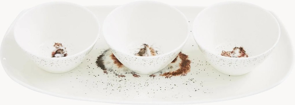 Serveerset Guinea Pigs van beenderporselein, 4-delig