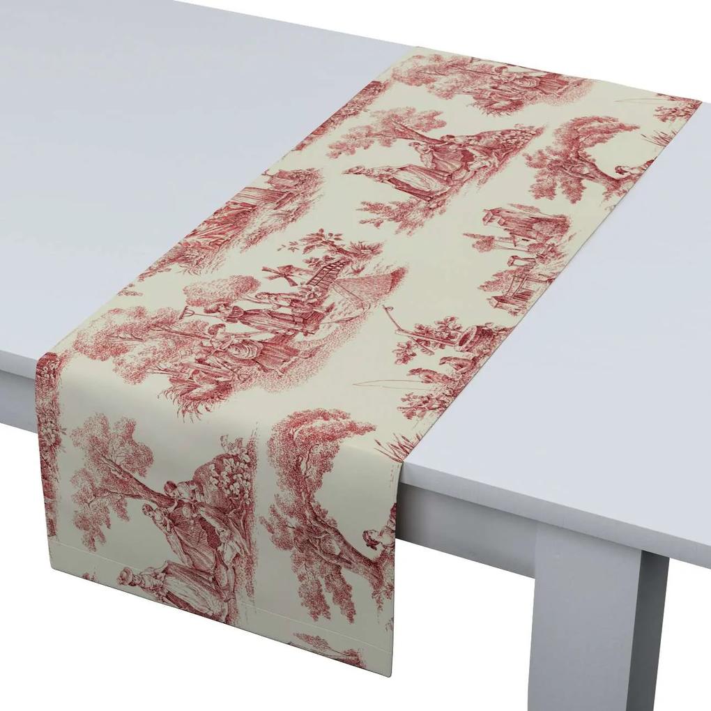 Dekoria Rechthoekige tafelloper collectie Avinon creme-rood 40 × 130 cm