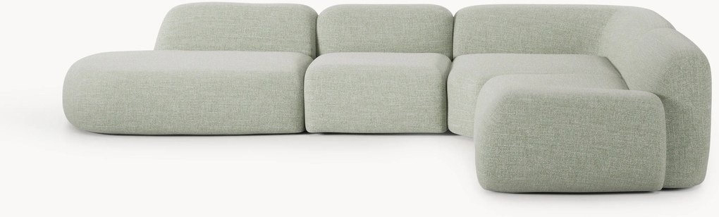 Modulaire bouclé XL hoekbank Wolke met chaise longue