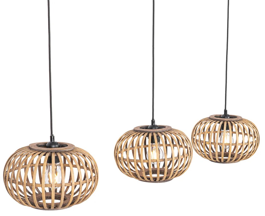 Oosterse hanglamp bamboe 3-lichts langwerpig - Amira