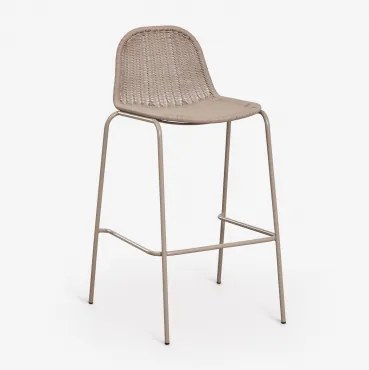 Stapelbare Set Van 4 Hoge Tuinkrukken Van Synthetisch Riet Reiven Moka Bruin & ↑75 Cm - Sklum