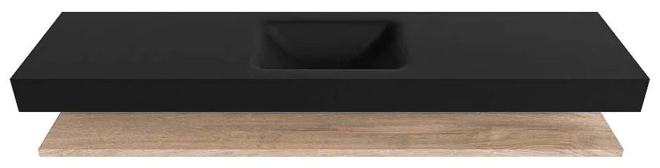 Zaro Alan badmeubel 190cm met planchet washed oak en vrijhangende wastafel cloud midden zonder kraangat urban