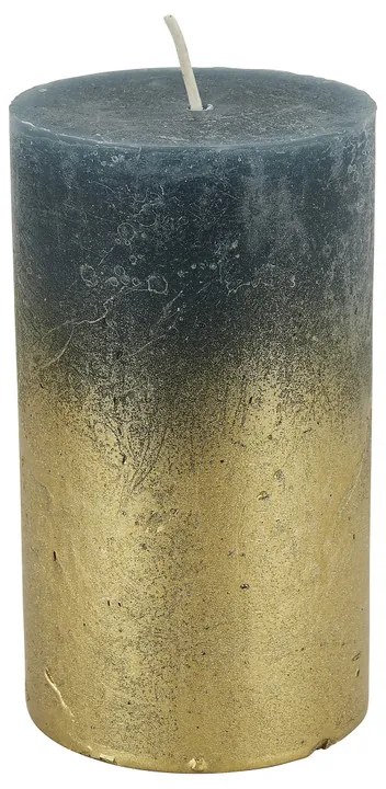 Kaars petrol fading goud - 7x12 cm