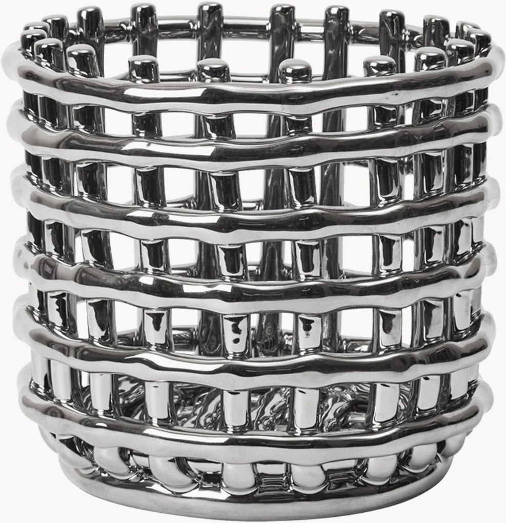 Handgemaakte keramische opbergmand Nalan, H 15 cm