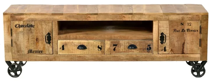 Tv-meubel Rustiek Mangohout 200 Cm - 200x40x55cm.