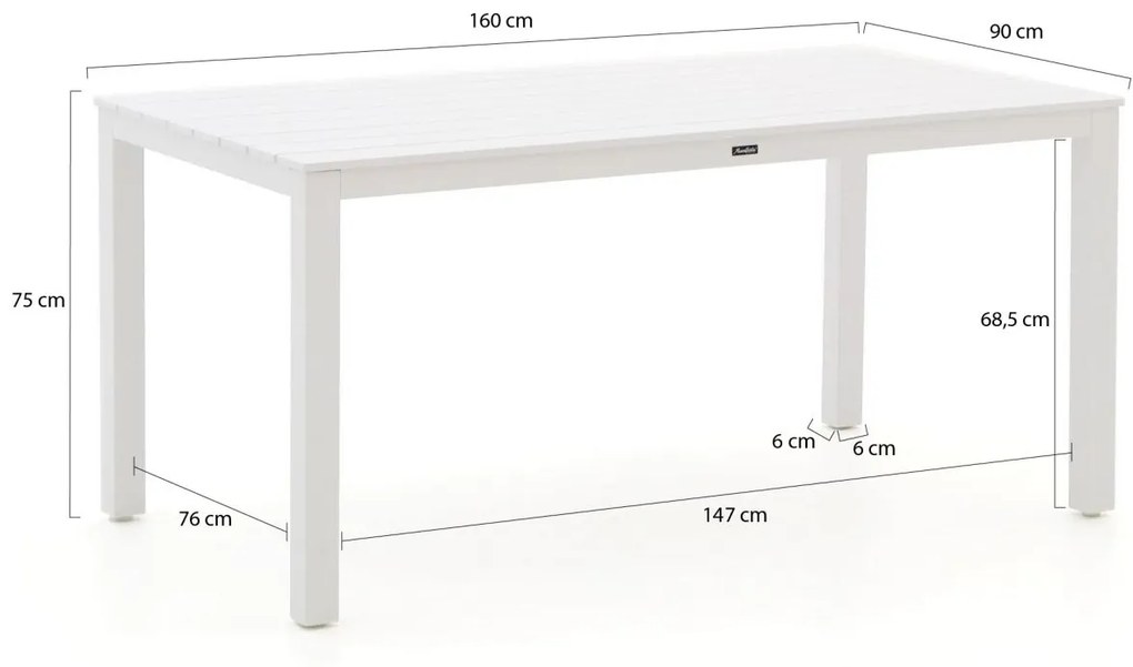 Apple Bee Hawaii/Menzano 160cm dining tuinset 5-delig stapelbaar