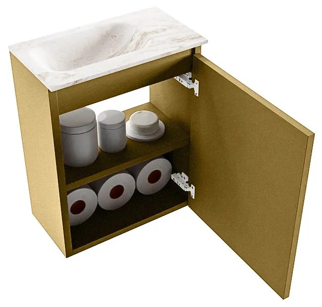 Mondiaz Ture DLux toiletmeubel 40cm oro met wastafel frappe links zonder kraangat