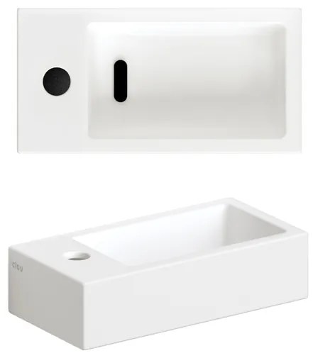 Clou Flush Fontein - 36x18x9cm - kraangat links - met afvoerplug - keramiek - mat wit CL/03.02032