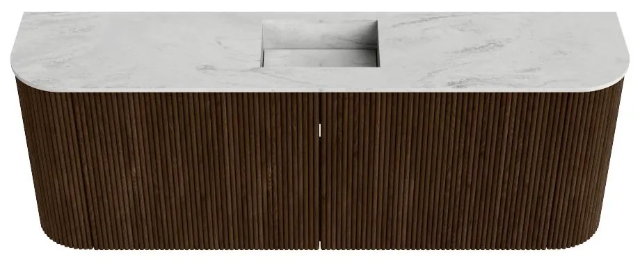 Mondiaz Joya DLux 115cm toiletmeubel ronding links/rechts walnut met wastafel faye midden 1 kraangat opalo