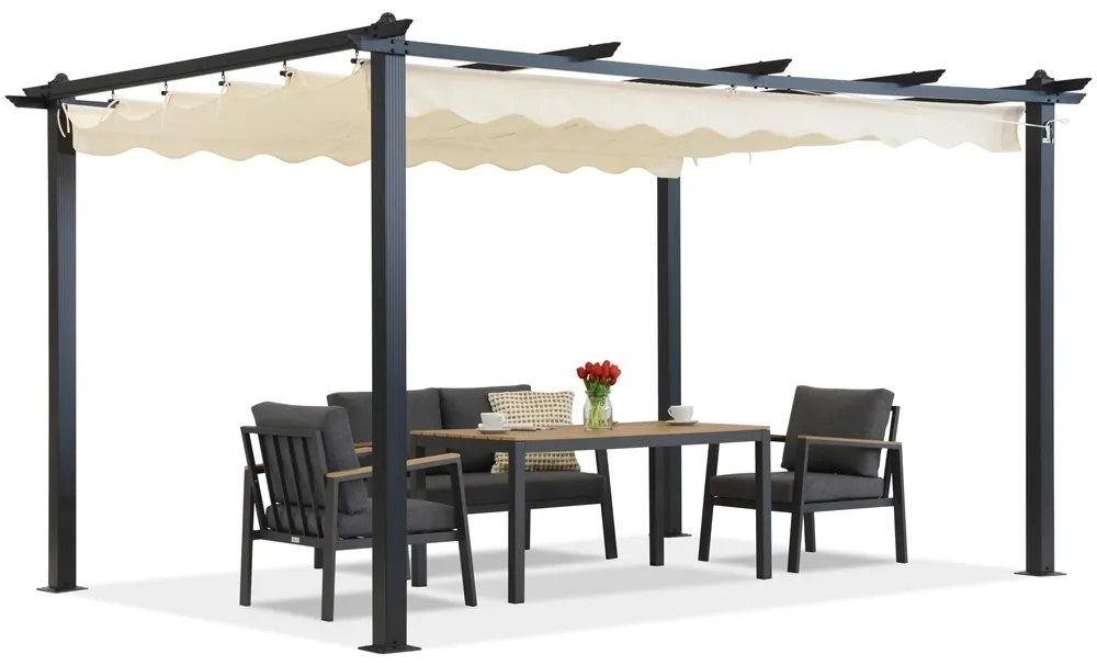 Barbados terraspergola 3x4 m Garden Point antraciet beige