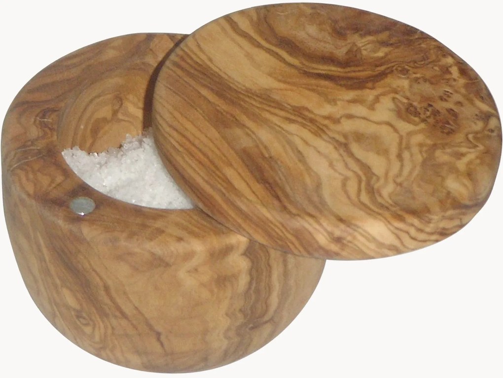Olijfhouten zoutcontainer Nicky met deksel