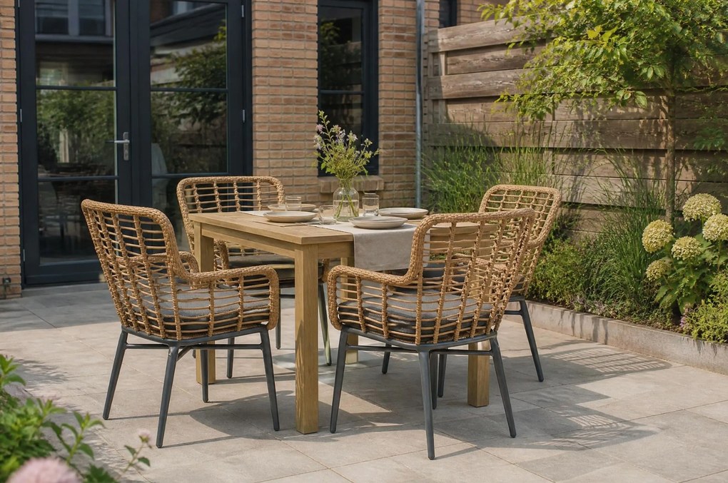 Tuinset 4 personen 90 cm Aluminium/Wicker Taupe De Laan Projects