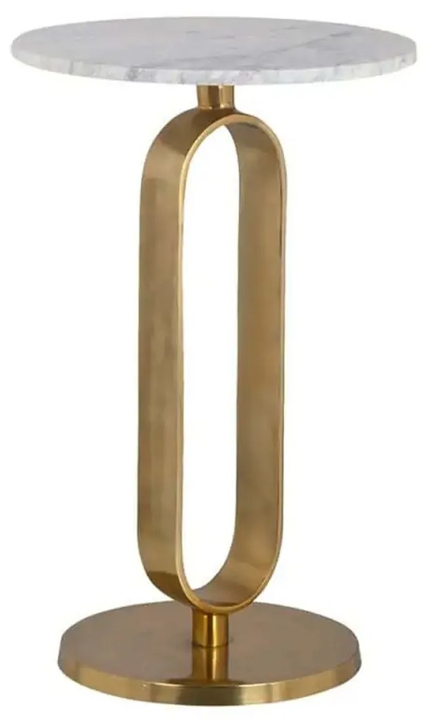 Richmond Interiors Celine Bijzettafel Goud Met Wit Marmer - 40 X 40cm.