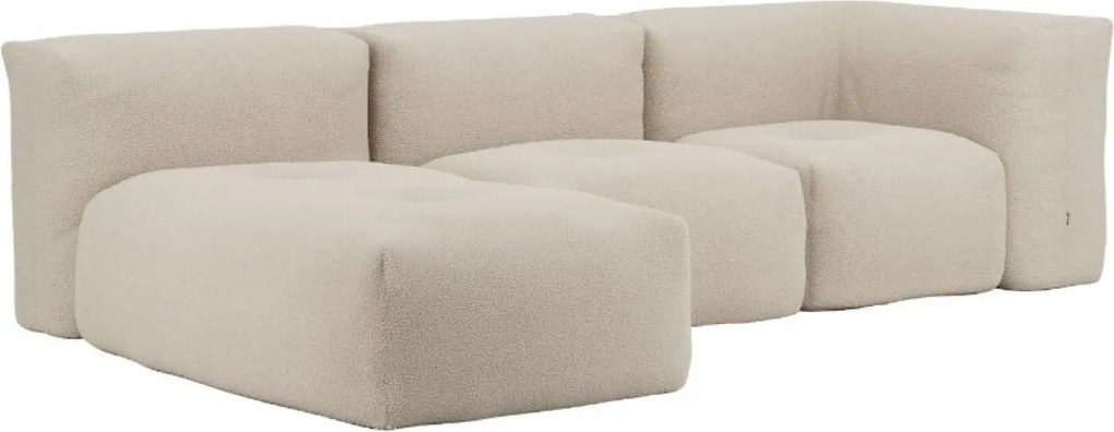Soft Zitzak Indoor 3 Seater + Lounger - Teddy Beige