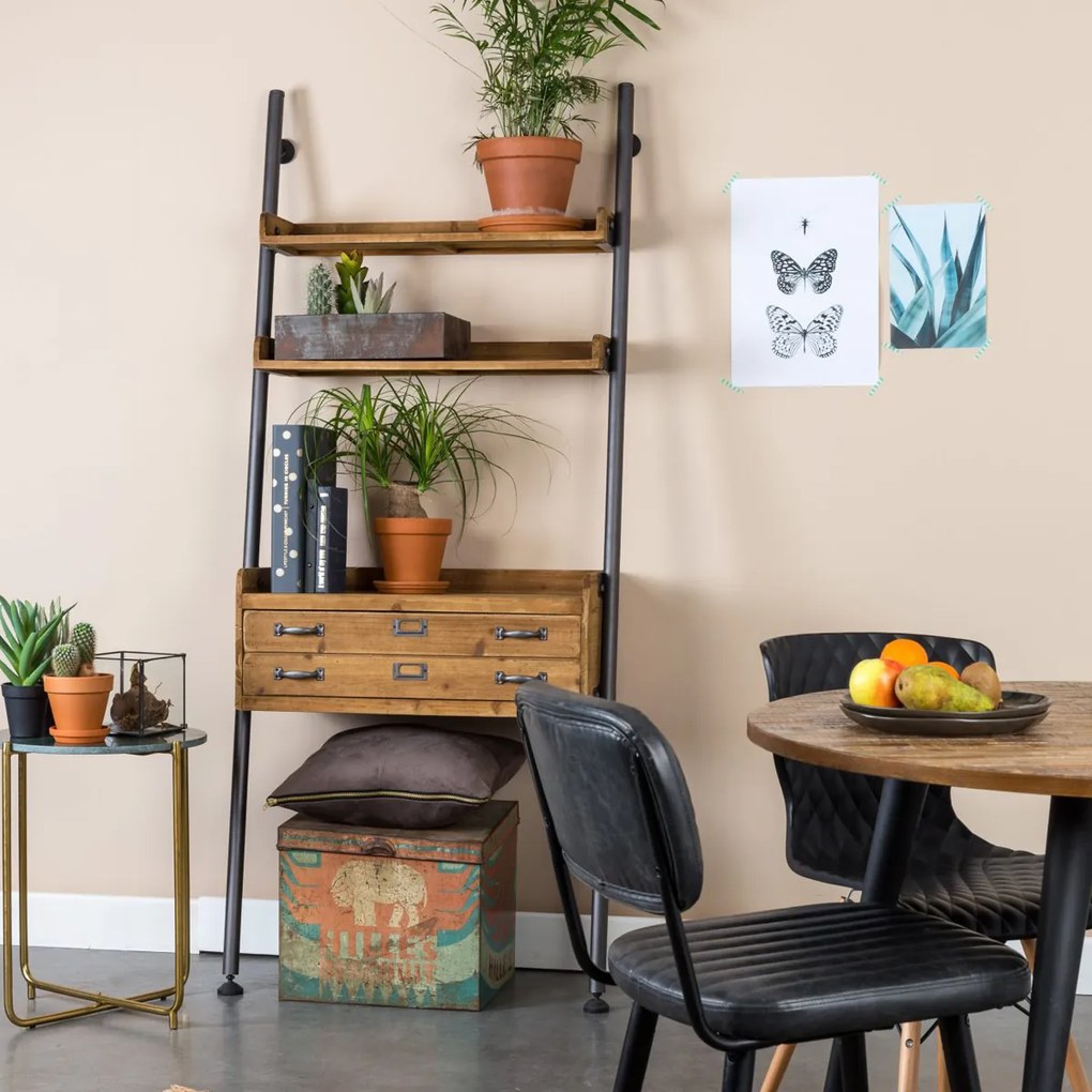 Wandrek Metaal Met Hout - 78x40x180cm.