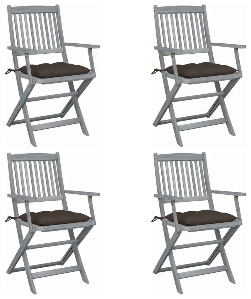 vidaXL Tuinstoelen 4 st inklapbaar met kussens massief acaciahout