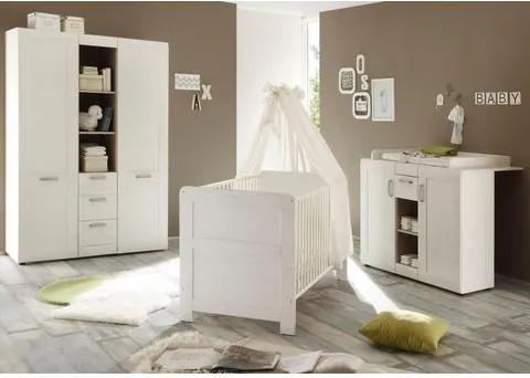 Complete babykamer »Landhuis«  babyledikantje+babycommode + garderobekast, (3-dlg.), wit