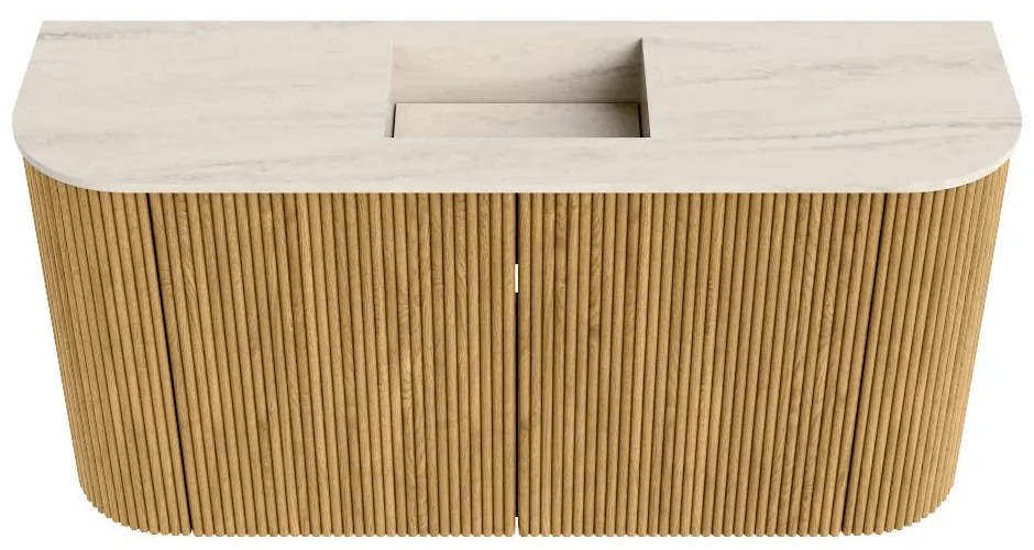 Mondiaz Joya DLux 85cm toiletmeubel ronding links/rechts oak met wastafel faye midden zonder kraangat meli
