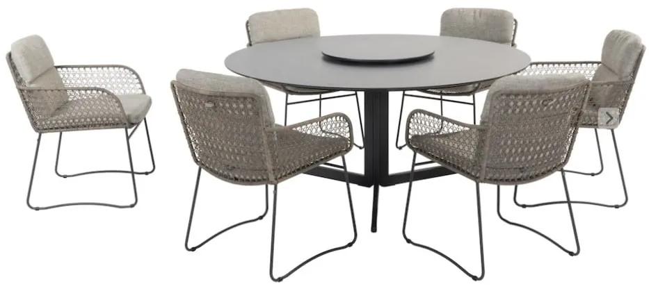 Embrace Aprilla dining tuinset 160 cm rond 7 delig HPL Pure 4 Seasons Outdoor
