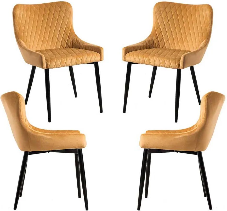 Set van 4 Sanda Fluwelen Stoelen