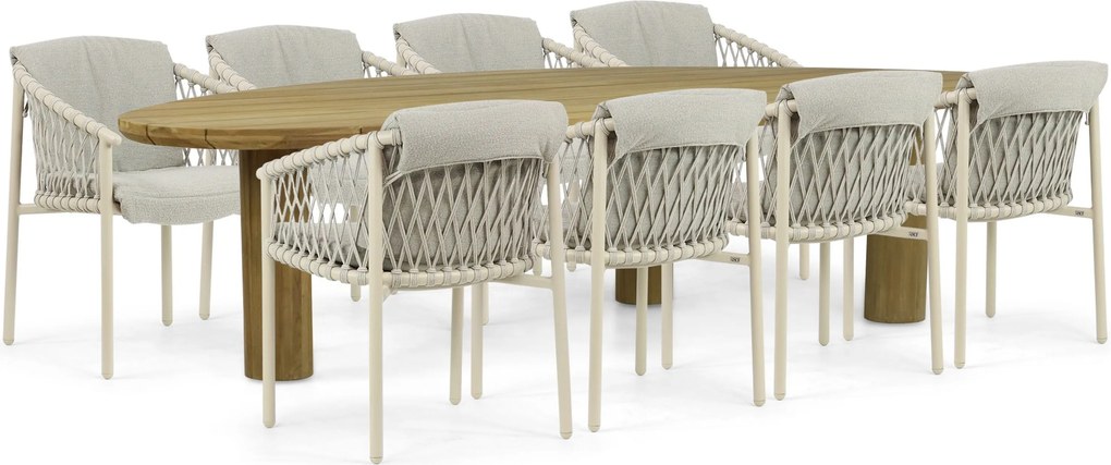 Tuinset 8 personen  Aluminium/rope Taupe 4 Seasons Outdoor Allora/Leafline