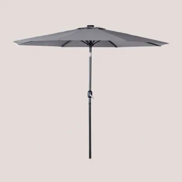 Parasol Ø270 Cm Met Licht In Stof En Staal Uzombras Grijs – Antraciet - Sklum