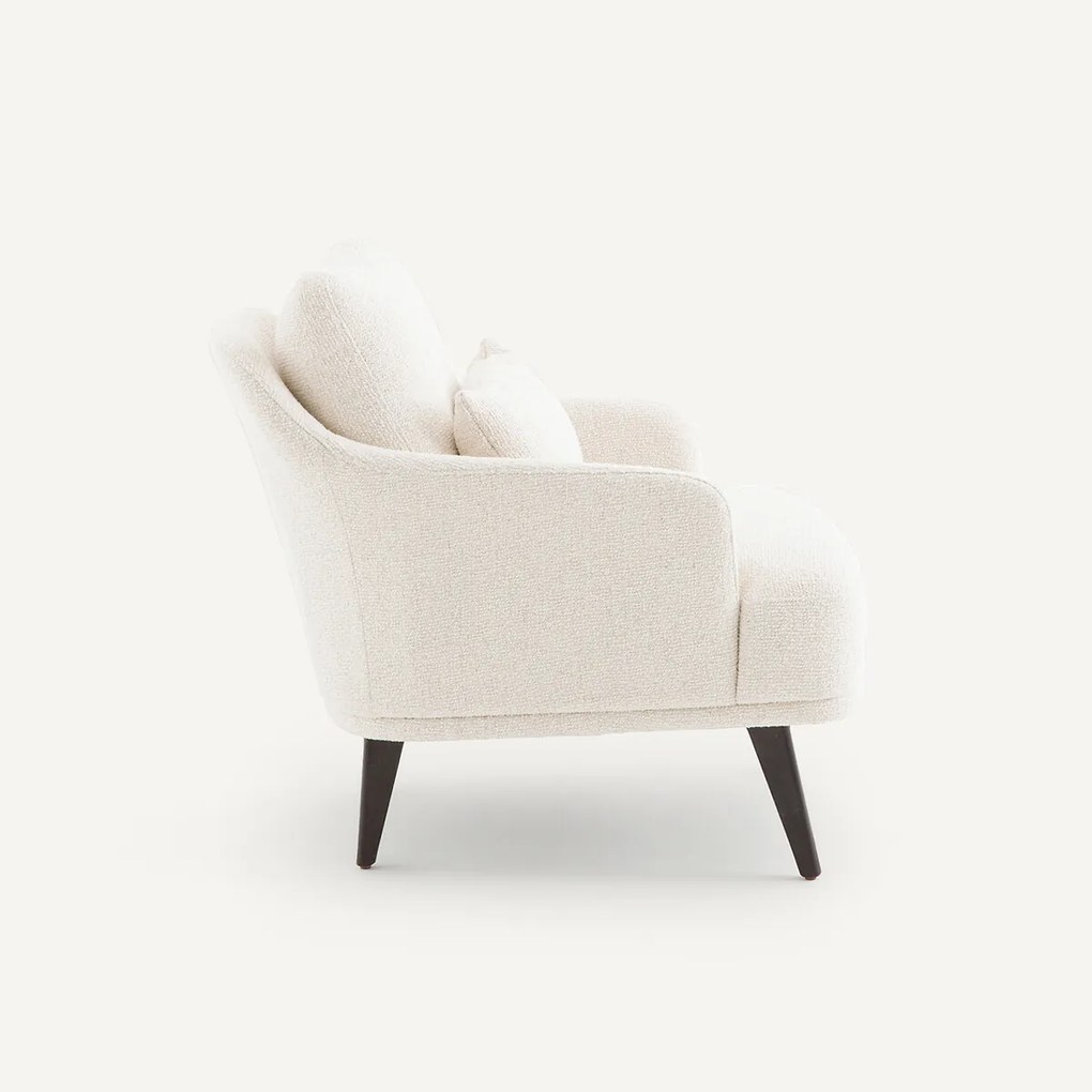 Fauteuil in getint notenhout en getextureerde stof, Classico