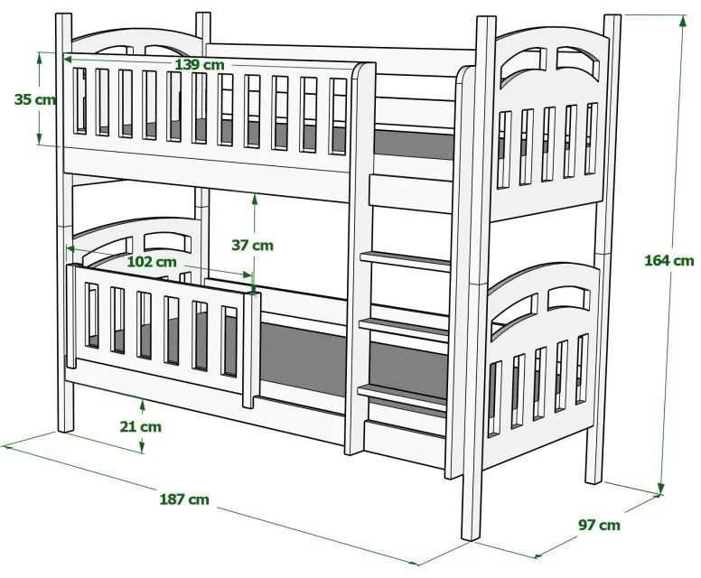 Kinderen Wit - Roze Stapelbed van massief hout - Niko For Kids Kinderen Junior 5059914048962 Children's Beds Home, 160x80, Grote enkele, 11 cm schuim/