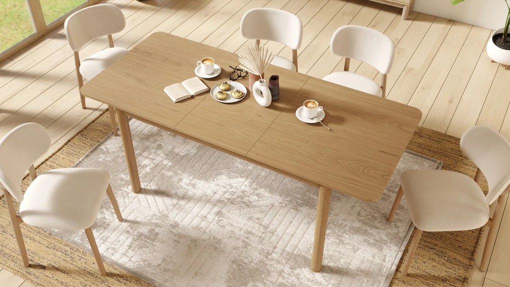 ALDO Beige (stof Apia 453)/gelakt eiken frame – HOUTEN STOEL VOOR WOONKAMER, EETKAMER, KEUKEN RETRO