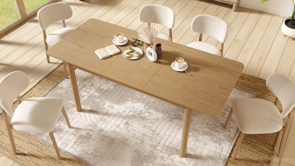 AVLO Beige (stof Apia 453)/gelakt eiken frame – HOUTEN STOEL VOOR WOONKAMER, EETKAMER, KEUKEN RETRO
