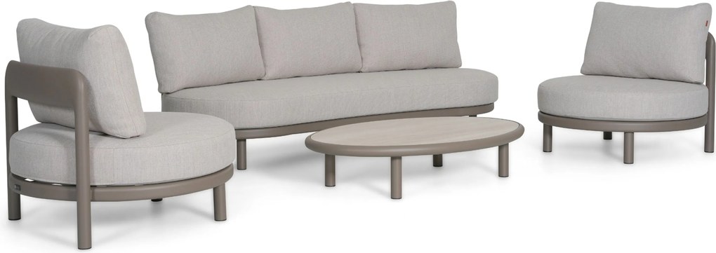 Stoel en Bank Loungeset 5 personen Aluminium Taupe Santika Furniture Santika