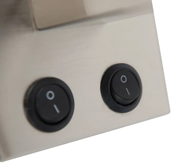 Moderne wandlamp staal met zwarte kap - Brescia