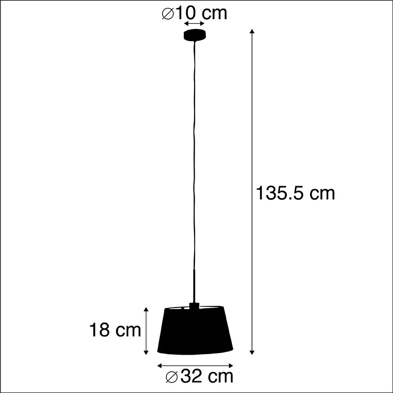 Hanglamp met katoenen kap zwart met goud 32 cm - Combi