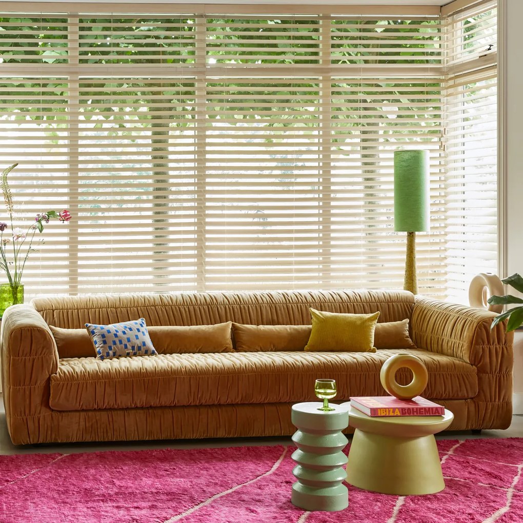 HKliving Club Couch Velvet 4-zits Bank Mosterd