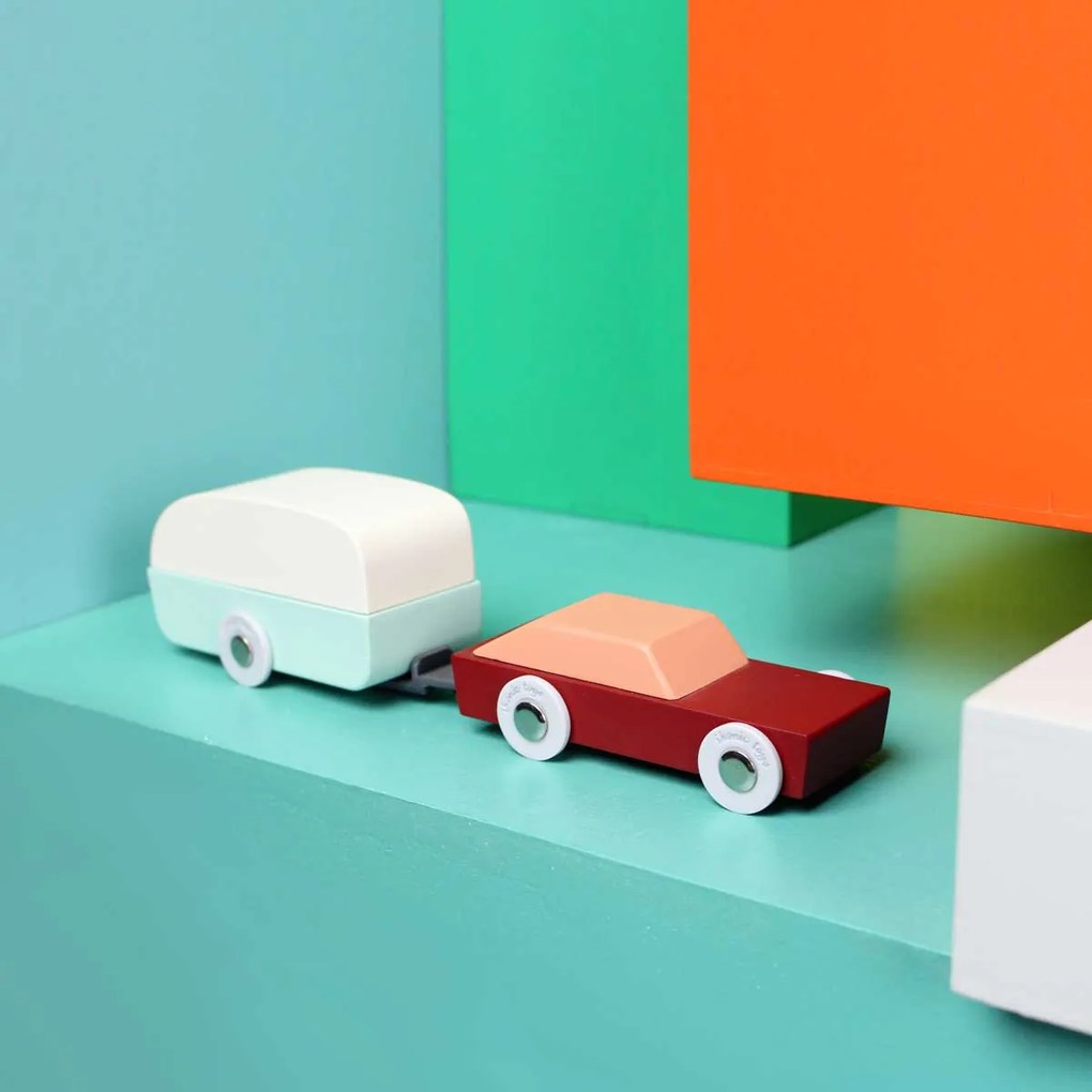 Houten auto met caravan - Duotone Car #8 - Floris Hovers