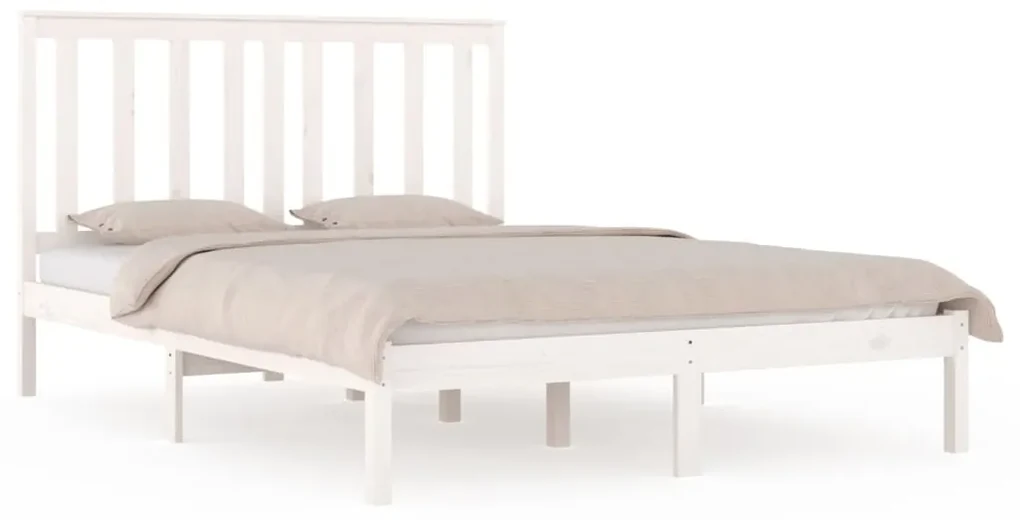vidaXL Bedframe massief grenenhout wit 140x200 cm