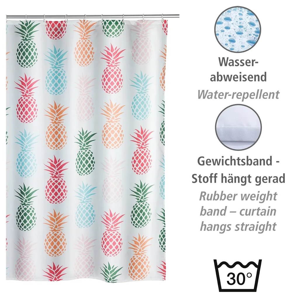 Wenko douchegordijn 180x200cm Ananas inclusief ringen