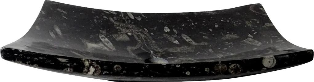 Zwart marmeren waskom | Eeuwenoud Orthoceras Fossiel | 40 x 50 x 10 cm