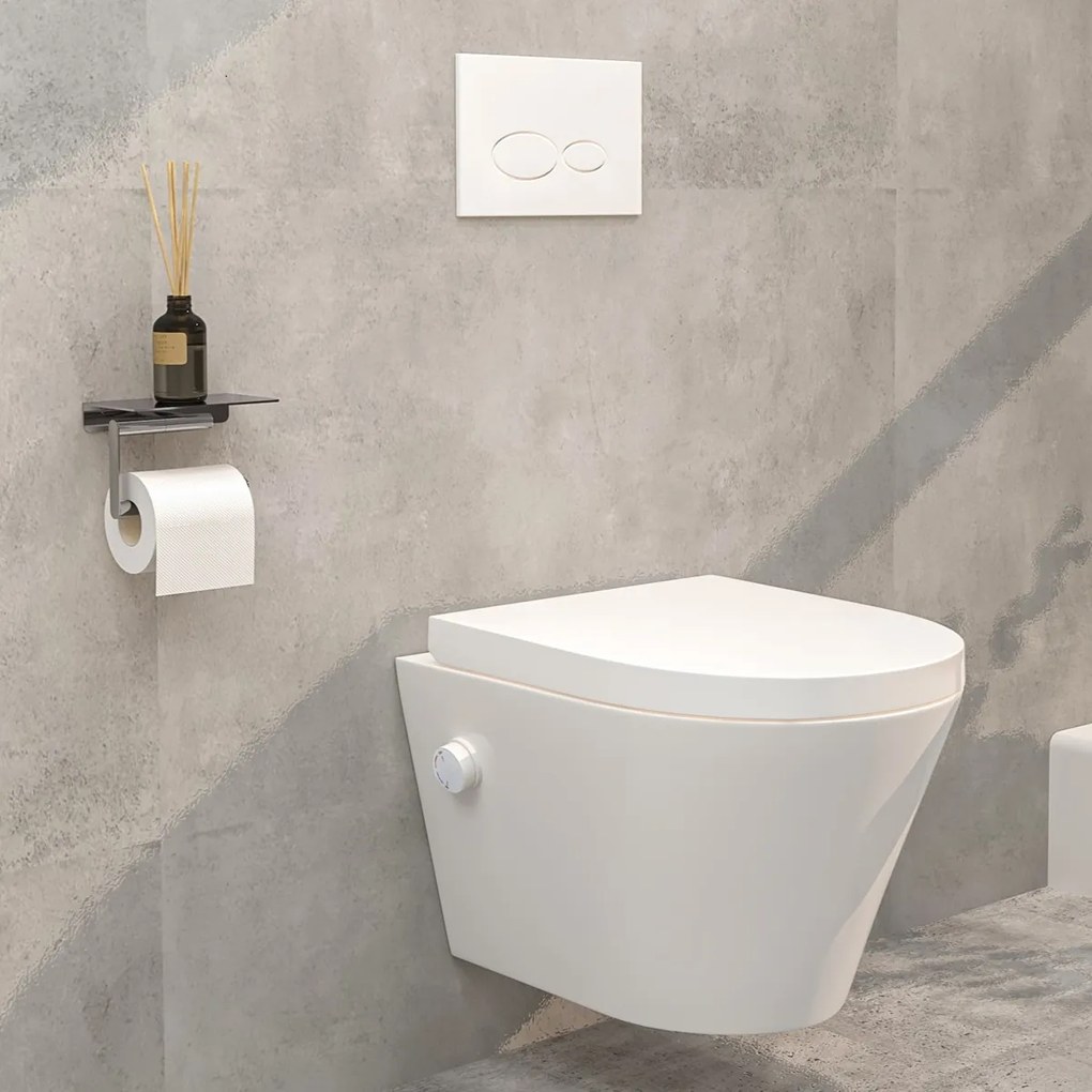 Mueller Afesta randloos toiletpot met bidetsproeier warm/koud en softclose zitting wit glans