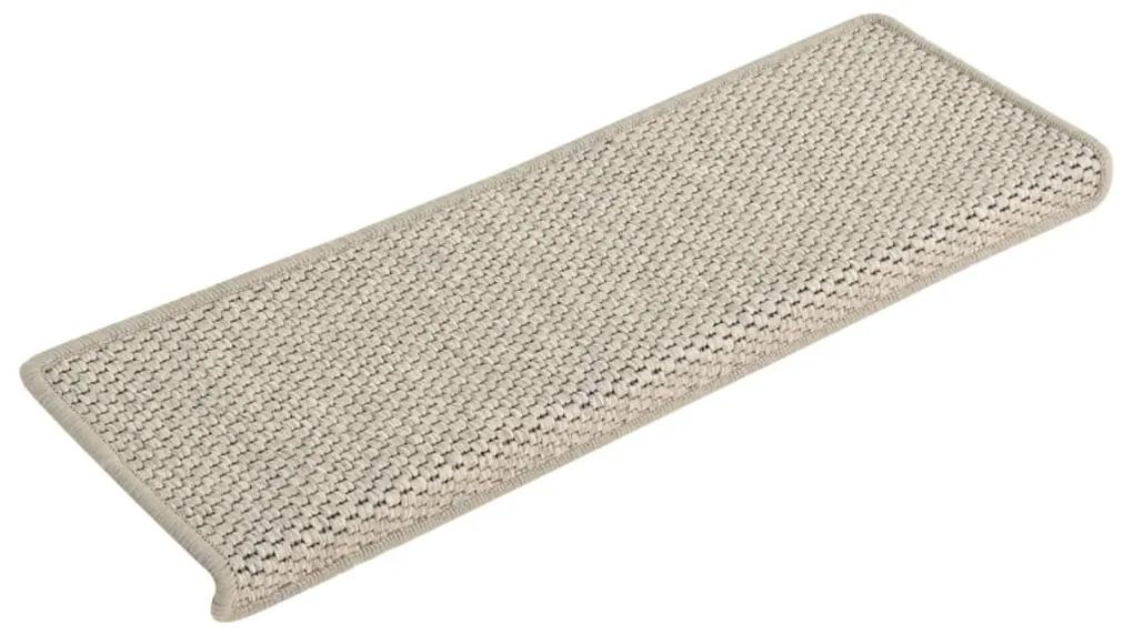 vidaXL Trapmatten zelfklevend 15 st sisal-look 65x25 cm zilverkleurig