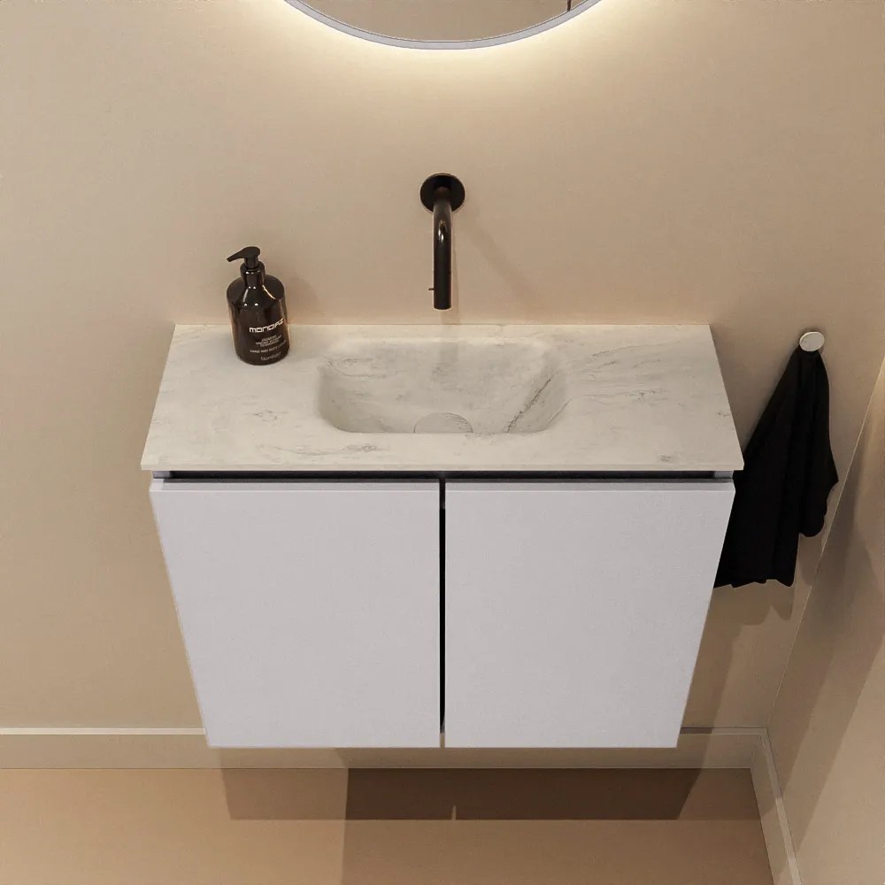 Mondiaz Ture DLux toiletmeubel 60cm cale met wastafel opalo midden zonder kraangat