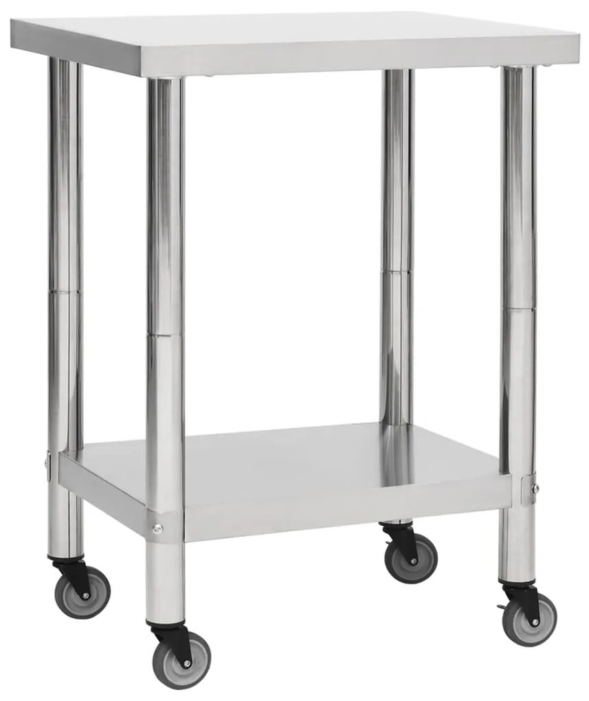 vidaXL Keukenwerktafel met wielen 80x30x85 cm roestvrij staal