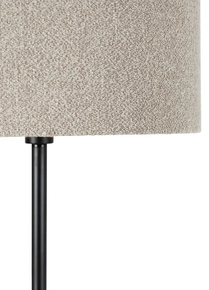 Vloerlamp zwart met boucle kap taupe 50 cm - Simplo Modern, Design E27 rond Binnenverlichting Lamp
