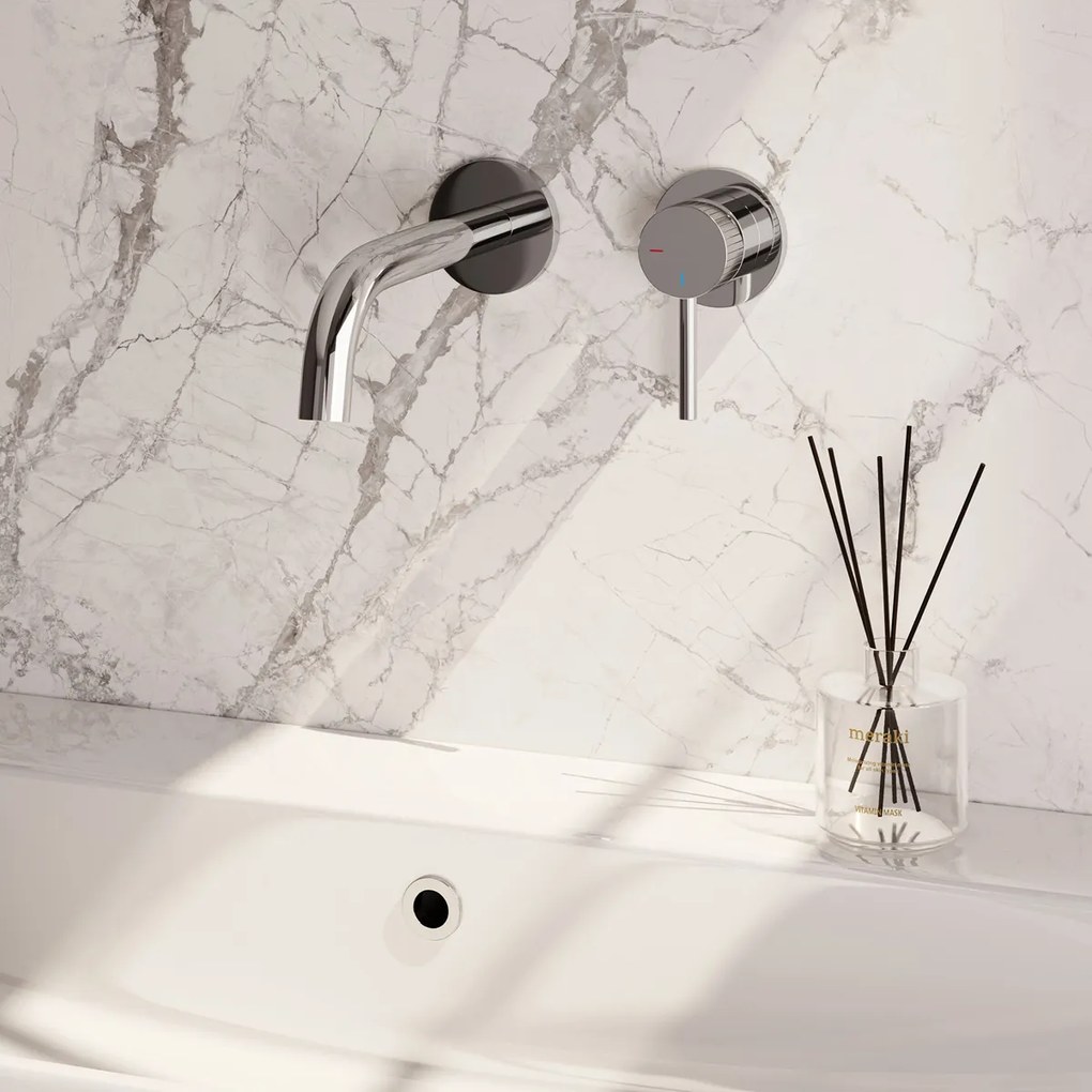 Brauer Stripe inbouw wastafelkraan ColdStart met gebogen uitloop en rozetten model A1 chroom