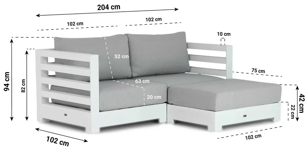 Chaise Loungeset 2 personen Aluminium Wit Santika Furniture Santika Phantom