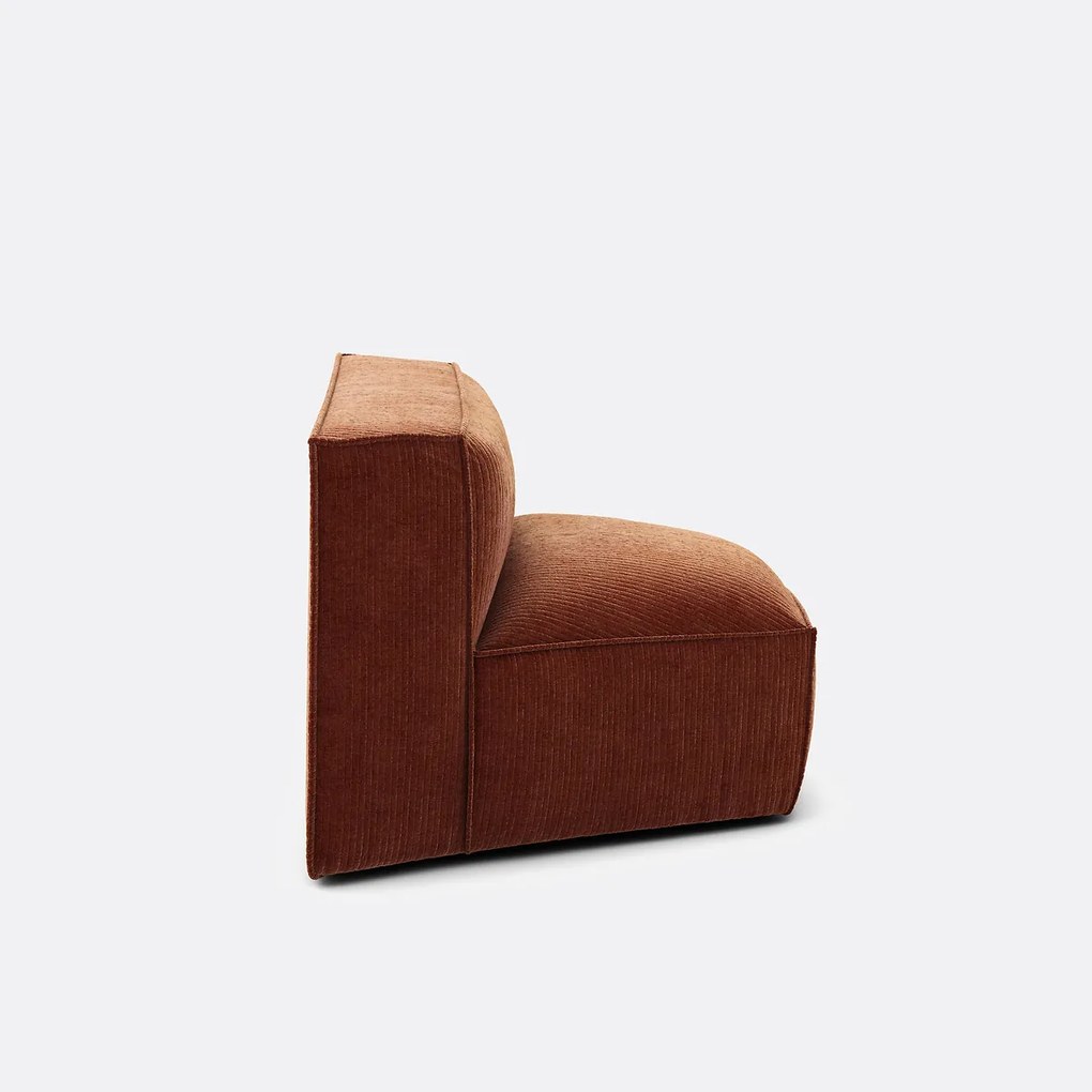Open hoekelement voor modulaire bank, in vintage ribfluweel, SEVEN