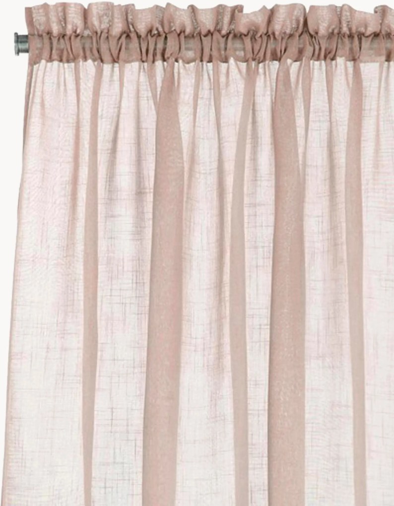 Transparante gordijnen met linnenlook en tunnelzoom Lara, 2-delig, B 134 cm