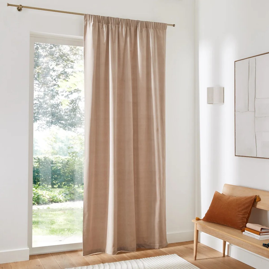 Fluwelen gordijn, met aangerimpelde bies en golf, VELVET