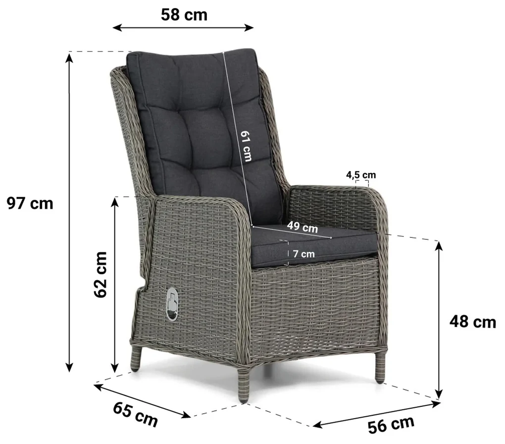 Tuinset 6 personen 210 cm Wicker Grijs Garden Collections Kingston/Weston